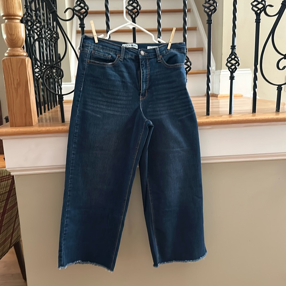 Code Bleu , dark denim, wide leg, cropped pants, size 10